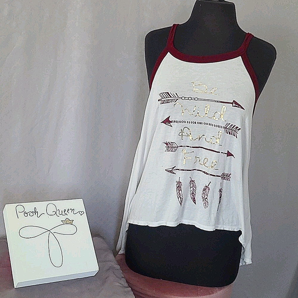 Free Kisses Flowy Tank Top Red White & Gold